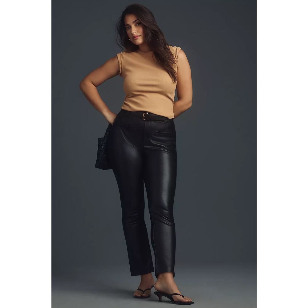Anthropologie Maeve The Essential Slim-Kick Faux Leather Pants Plus Size 22W